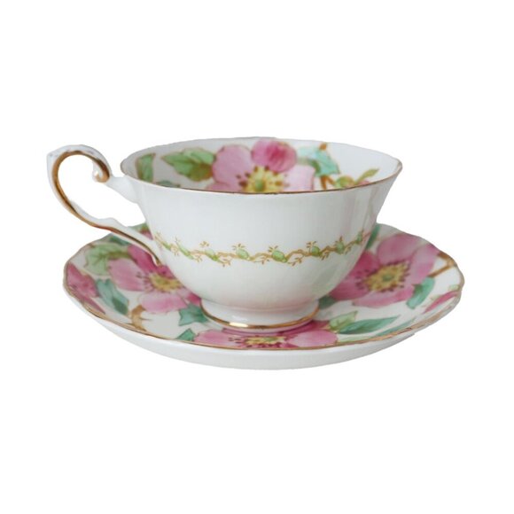 Vintage Tuscan British Columbia pink Dogwood Fine English Bone China Tea Cup and - Picture 3 of 6
